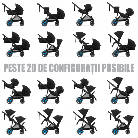 Carucior gemeni Cybex e-Gazelle S Moon Black cu Scoici Auto Cloud G i-Size Plus [6]