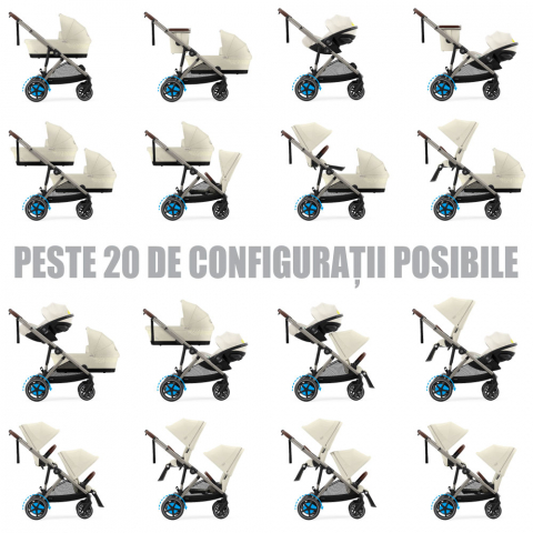 Carucior gemeni Cybex e-Gazelle S Seashell Beige cu Scoici Auto Cloud G i-Size Plus [6]
