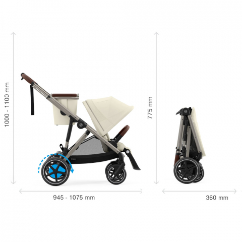 Carucior gemeni Cybex e-Gazelle S Seashell Beige cu Scoici Auto Cloud G i-Size Plus [5]