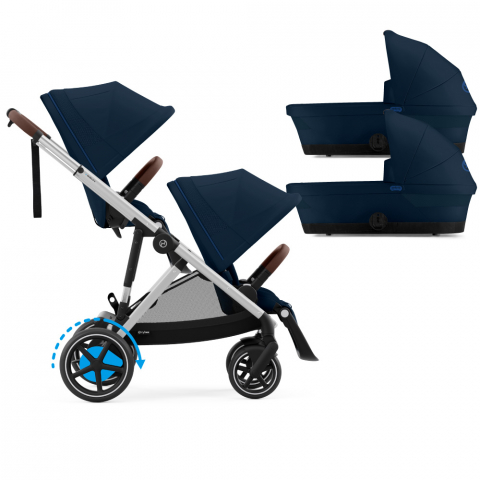 Carucioare copii - Carucior gemeni Cybex e-Gazelle S Ocean Blue