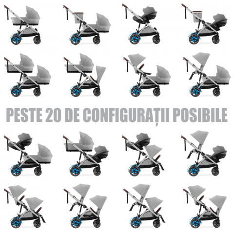 Carucior gemeni Cybex e-Gazelle S Stone Grey cu Scoici Auto Cloud G i-Size Plus [6]
