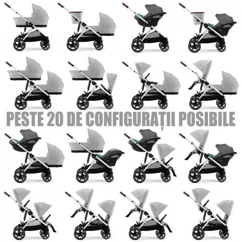 Carucior gemeni Cybex Gazelle S Silver/Lava Grey cu Scoici Auto Cloud G i-Size Plus [6]