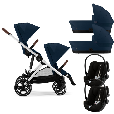 Carucior gemeni Cybex Gazelle S Silver/Ocean Blue cu Scoici Auto Cloud G3 Plus