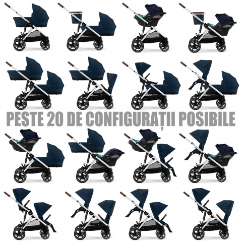 Carucior gemeni Cybex Gazelle S Silver/Ocean Blue cu Scoici Auto Cloud G i-Size Plus [6]
