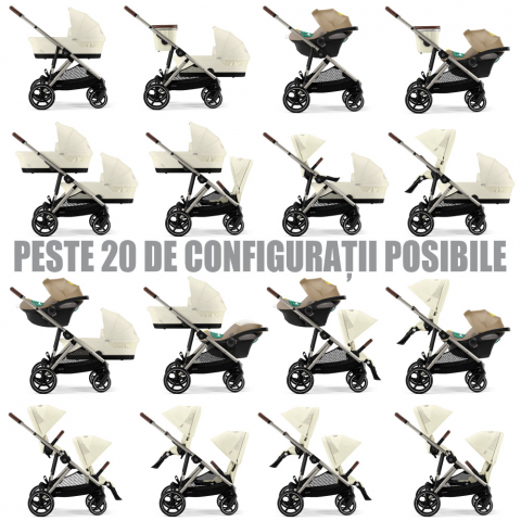 Carucior gemeni Cybex Gazelle S Taupe/Seashell Beige cu Scoici Auto Cloud G i-Size Plus [6]