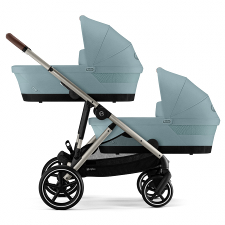 Carucior gemeni Cybex Gazelle S Taupe/Stormy Blue cu Scoici Auto Cloud G i-Size Plus [1]
