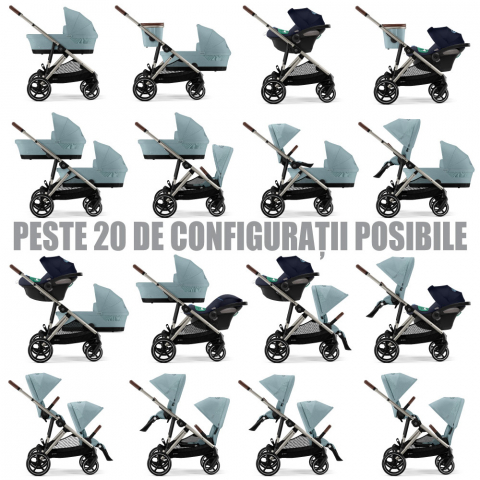 Carucior Gemeni Cybex Gazelle S Taupe/Sky Blue cu scoici auto Cloud G i-Size Plus [6]