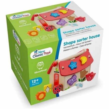 Casuta din Lemn cu Forme Shape Sorter, New Classic Toys [1]