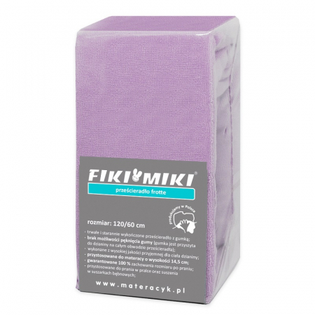 Lenjerii patut bebe - Cearsaf Fiki Miki cu elastic frotir Bumbac mov 120/60 cm