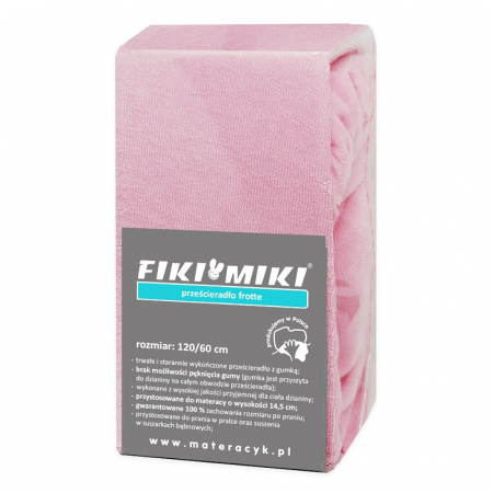 Cearsaf Fiki Miki cu elastic frotir bumbac roz 120/60 cm [0]