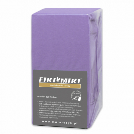 Cearsaf Fiki Miki cu elastic jerse bumbac mov 120/60 cm [0]