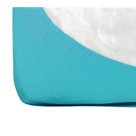Cearsaf Fiki Miki cu elastic jerse bumbac turcoaz 120/60 cm [1]