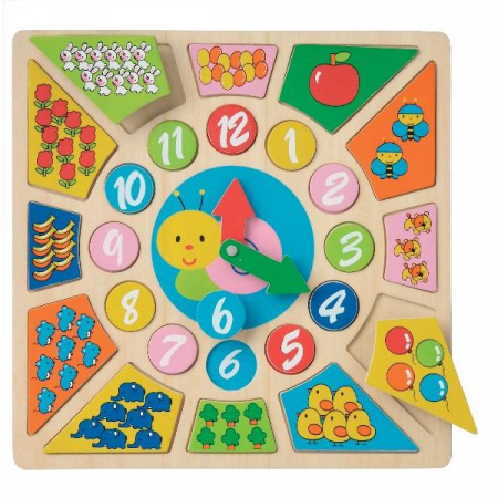 Jucarii educative - Ceas educativ din lemn, New Classic Toys