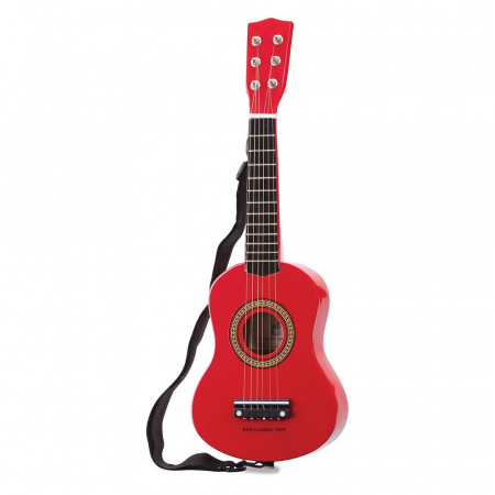 Jucarii muzicale - Chitara Rosie din Lemn, New Classic Toys