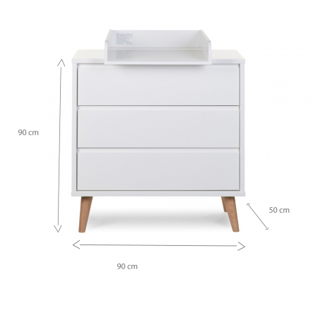 Comoda Childhome Retro Rio 90x50x90 cm cu masa de infasat, MDF Alb [1]