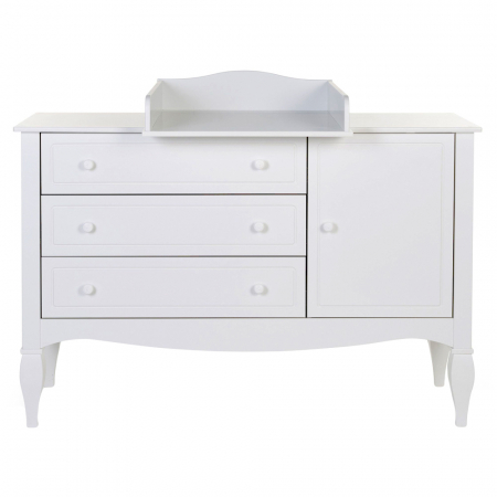 Comoda Childhome Romantic 136.8x73.3x103.4 cm cu masa de infasat, MDF Alb [0]