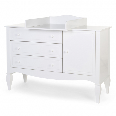 Comoda Childhome Romantic 136.8x73.3x103.4 cm cu masa de infasat, MDF Alb [2]