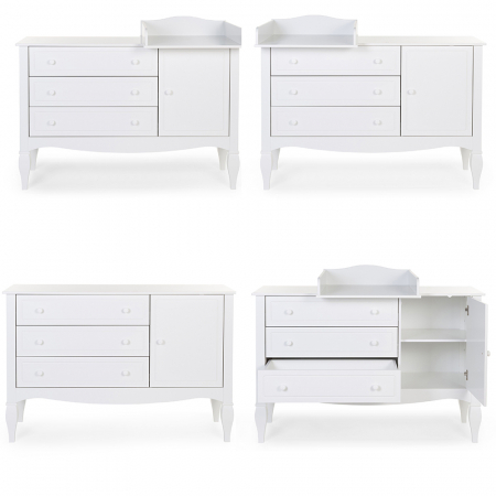 Comoda Childhome Romantic 136.8x73.3x103.4 cm cu masa de infasat, MDF Alb [1]
