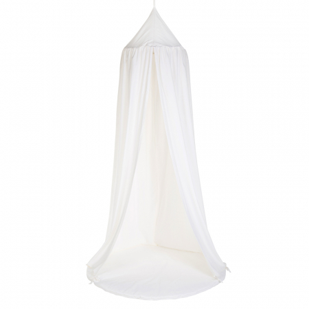 Mobilier camera copii - Cort cu baldachin + saltea de joaca Childhome 120x120x230 cm, Jerse Alb