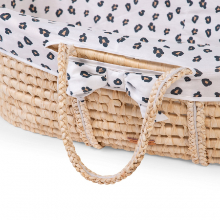 Cos bebe Childhome Moise din coji de porumb cu saltea, Husa Jerse Leopard [2]