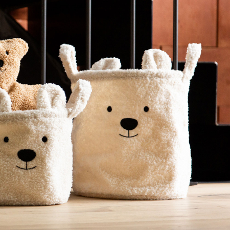Cos depozitare Childhome 30x30x30 cm, Teddy Alb [2]