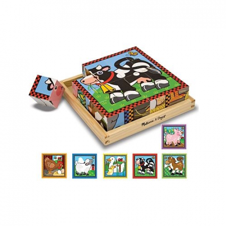 Jocuri tip puzzle - Cuburi Ferma Melissa and Doug