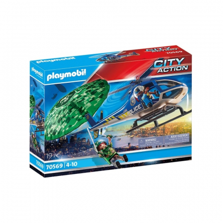 Figurine jucarii mici - Elicopter De Politie Si Parasutist Playmobil