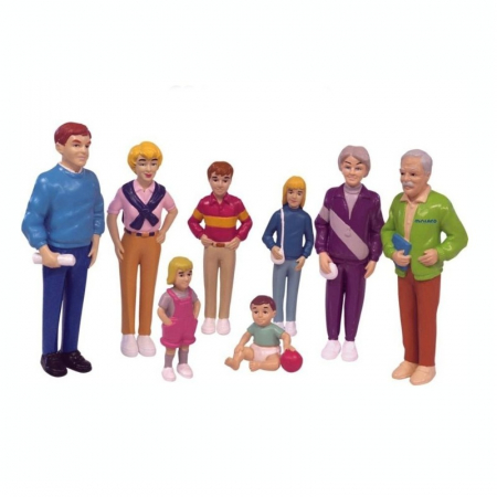 Figurine jucarii mici - Familie de europeni Miniland 8 figurine