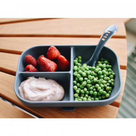 Farfurie compartimentata din silicon cu ventuza Beaba Mineral Grey [1]