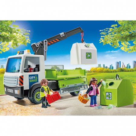 Figurine Camion de Reciclare Sticla cu Container Playmobil [3]