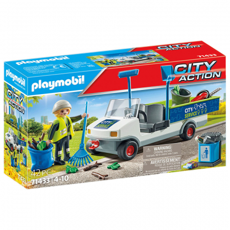 Figurine jucarii mici - Figurine Maturator de Strazi cu Vehicul Playmobil