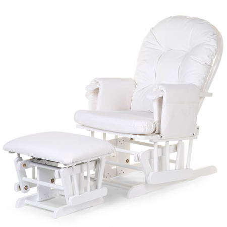 Fotoliu de alaptare Childhome cu suport pentru picioare, piele ecologica, Alb - Resigilat [0]
