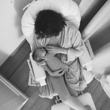 Fotoliu de alaptare Childhome cu suport pentru picioare, piele ecologica, Alb - Resigilat [3]