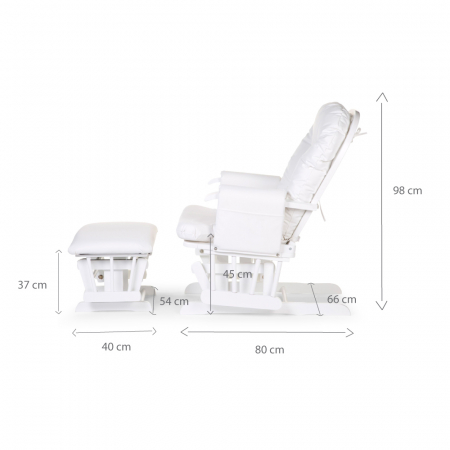 Fotoliu de alaptare Childhome cu suport pentru picioare, piele ecologica, Alb - Resigilat [4]