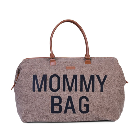 Genti bebe - Geanta de bebe Childhome Mommy Bag Signature Teddy Soft Brown