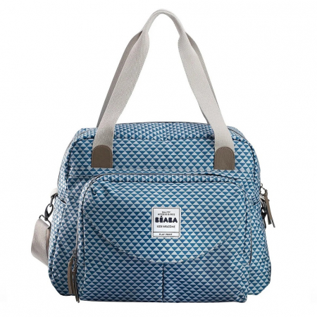 Genti bebe - Geanta de infasat Beaba Geneva II Playprint Blue