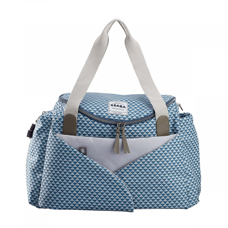 Genti bebe - Geanta de infasat Beaba Sydney II Playprint Blue