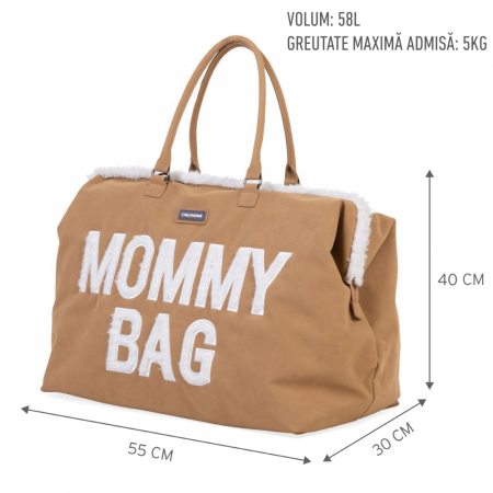 Geanta de infasat Childhome Mommy Bag, aspect piele intoarsa Bej [2]