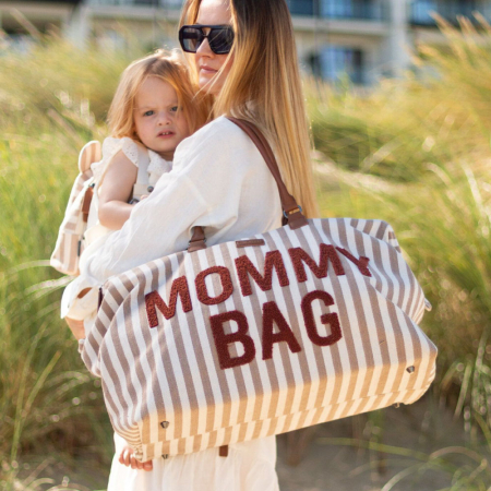 Geanta de infasat Childhome Mommy Bag Nude/Alb [6]