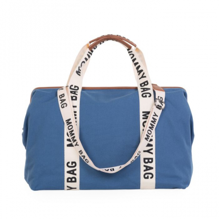 Genti bebe - Geanta de infasat Childhome Mommy Bag Signature Indigo