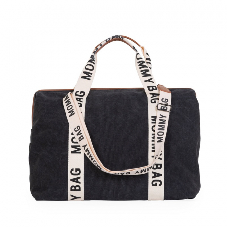 Genti bebe - Geanta de infasat Childhome Mommy Bag Signature Negru