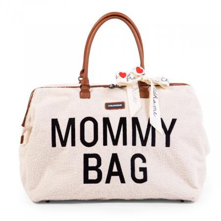 Genti bebe - Geanta de infasat Childhome Mommy Bag Teddy Ecru