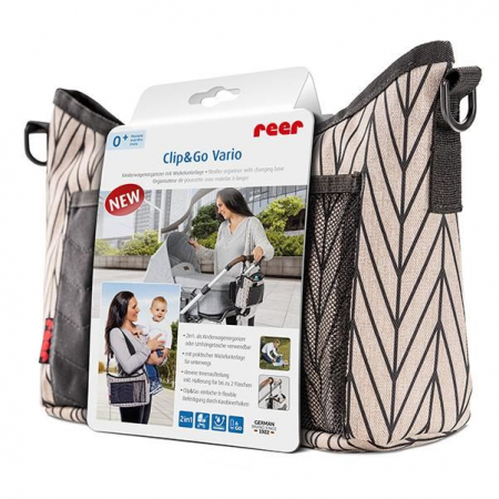 Accesorii transport copii - Geanta organizator cu aleza pentru schimbat scutecul bebelusului Reer Clip&Go Vario