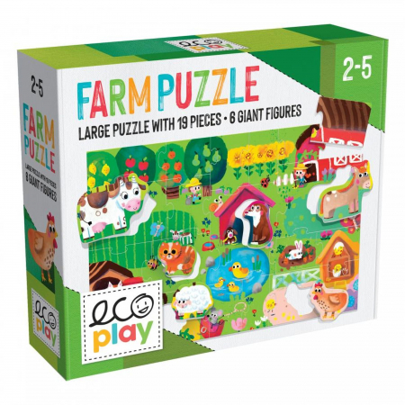 Jocuri tip puzzle - Headu Ecoplay - Puzzle Animalute La Ferma