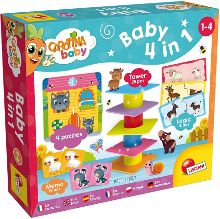 Jocuri tip puzzle - Joc de logica 4 in 1 - Animalute jucause