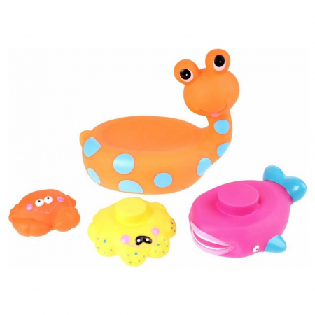 Jucarie de baie Melc cu 3 Animale Marine Eddy Toys Portocaliu [1]
