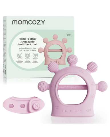 Igiena si sanatate - Jucarie dentitie din silicon Momcozy Pink