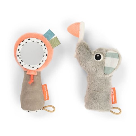 Jucarii bebelusi - Jucarie senzoriala zornaitoare Done by Deer cu oglinda Celebration