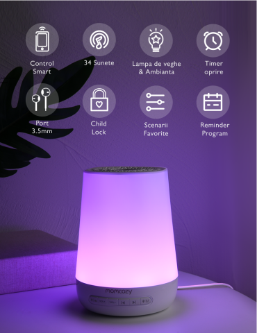Lampa de veghe Smart Momcozy cu lumina reglabila, sunet si aplicatie [1]