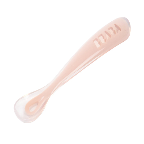 Articole hranire copii - Lingurita silicon +4 luni Beaba Cotton Candy
